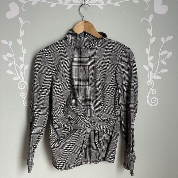Plaid Zara Houndstooth Wrap Blouse - Picture 6 of 8